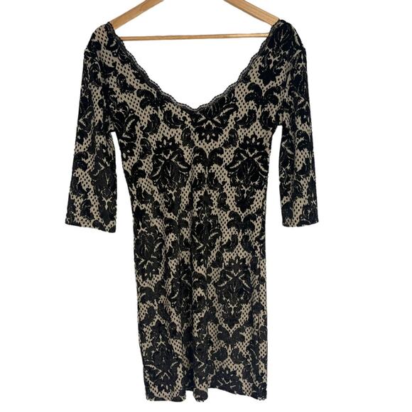 Free People Intimately Fair Maiden Black Velvet Burnout Bodycon Dress Medium - Picture 6 of 9